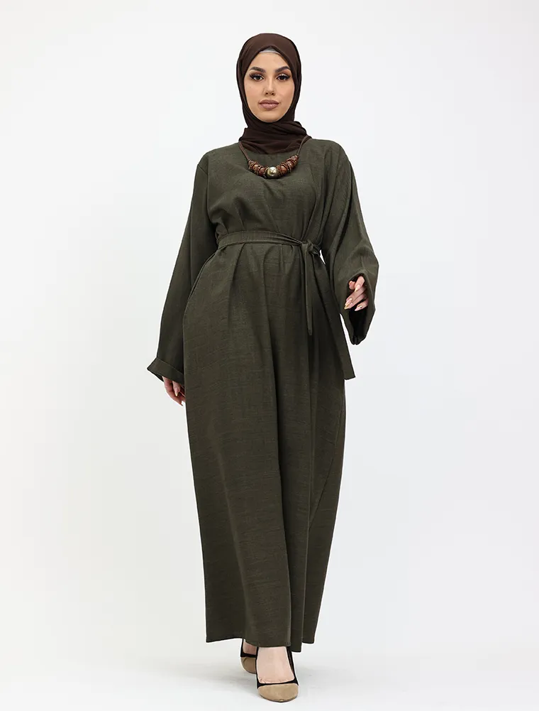 Olive Linen Abaya
